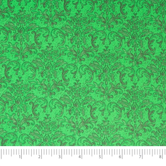 SINGER Green Damask Cotton Fabric